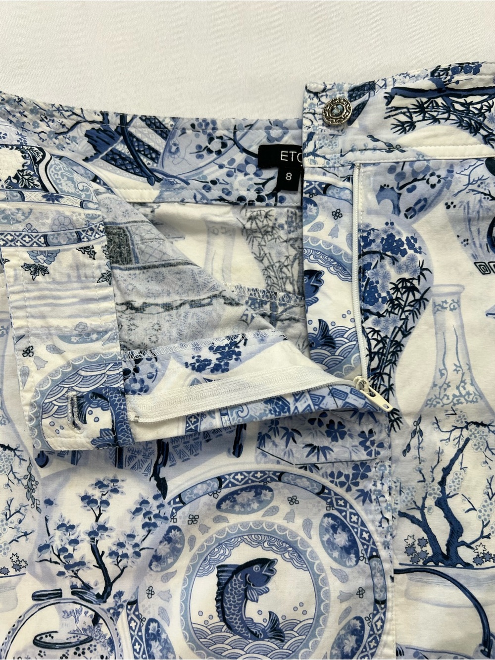 Etcetera Blue & White Chinoiserie style Cotton Skirt - Picture 11 of 12